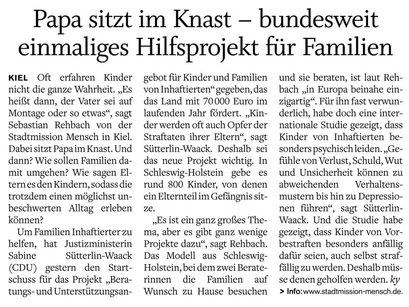 Papa sitzt im Knast – bundesweit einmaliges Hilfsprojekt für Familien